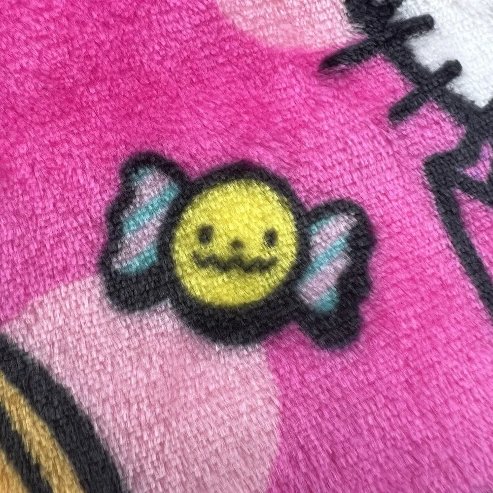 Hello Kitty Halloween Hot Pink Monster Meows Silk Plush Throw Blanket 50 X 70 🎃